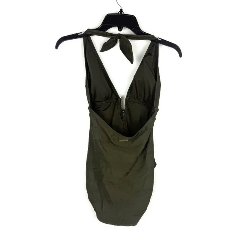 Vince Camuto Women’s Green V Neck One Piece Swimsuit Size 14